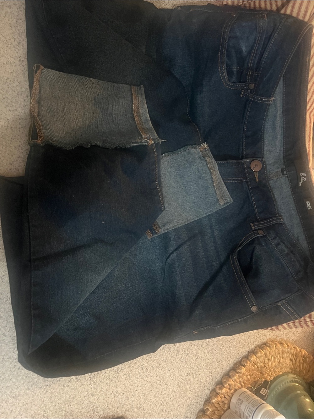 Taylor Dark Indigo Denim Shorts with Contrast Stitching